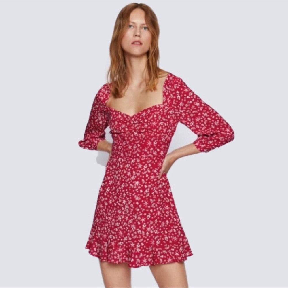 Zara red and white floral dress Size Large